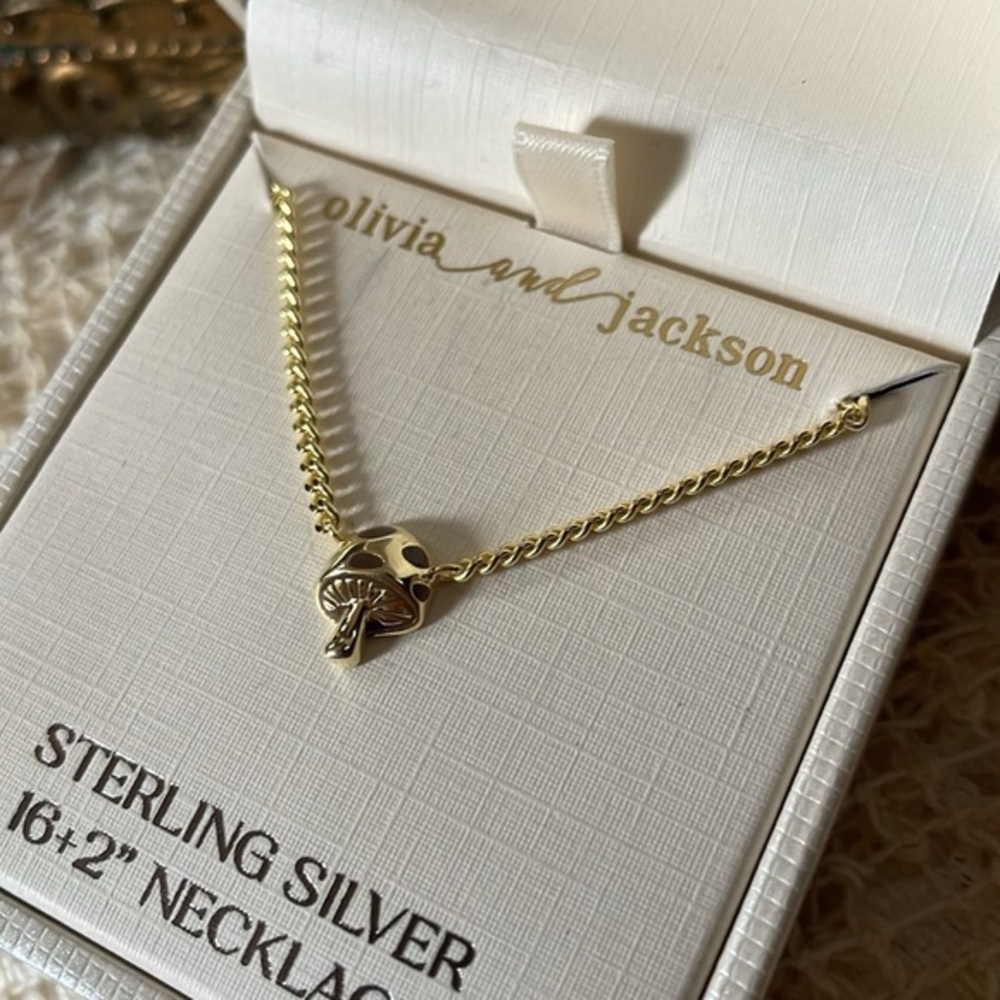 Adorable Sterling Mushroom Necklace